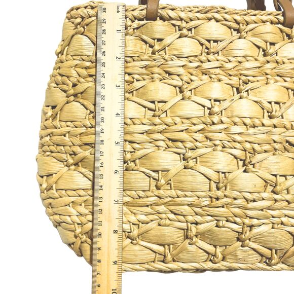 Vintage Woven Straw Tote Wicker  Handbag - Picture 8 of 12